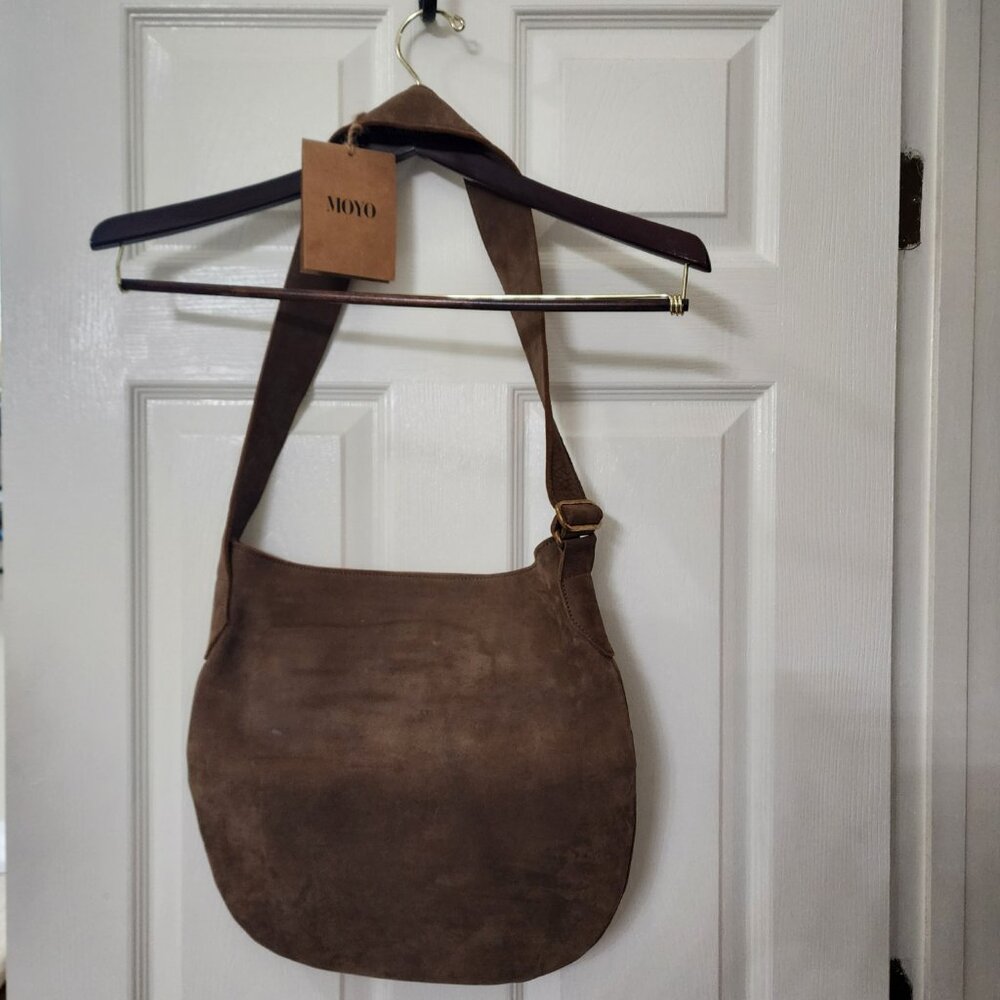 Brown Suede Shoulder Bag from Kenyan Sustainable Brand MOYO - Picture 2 of 6